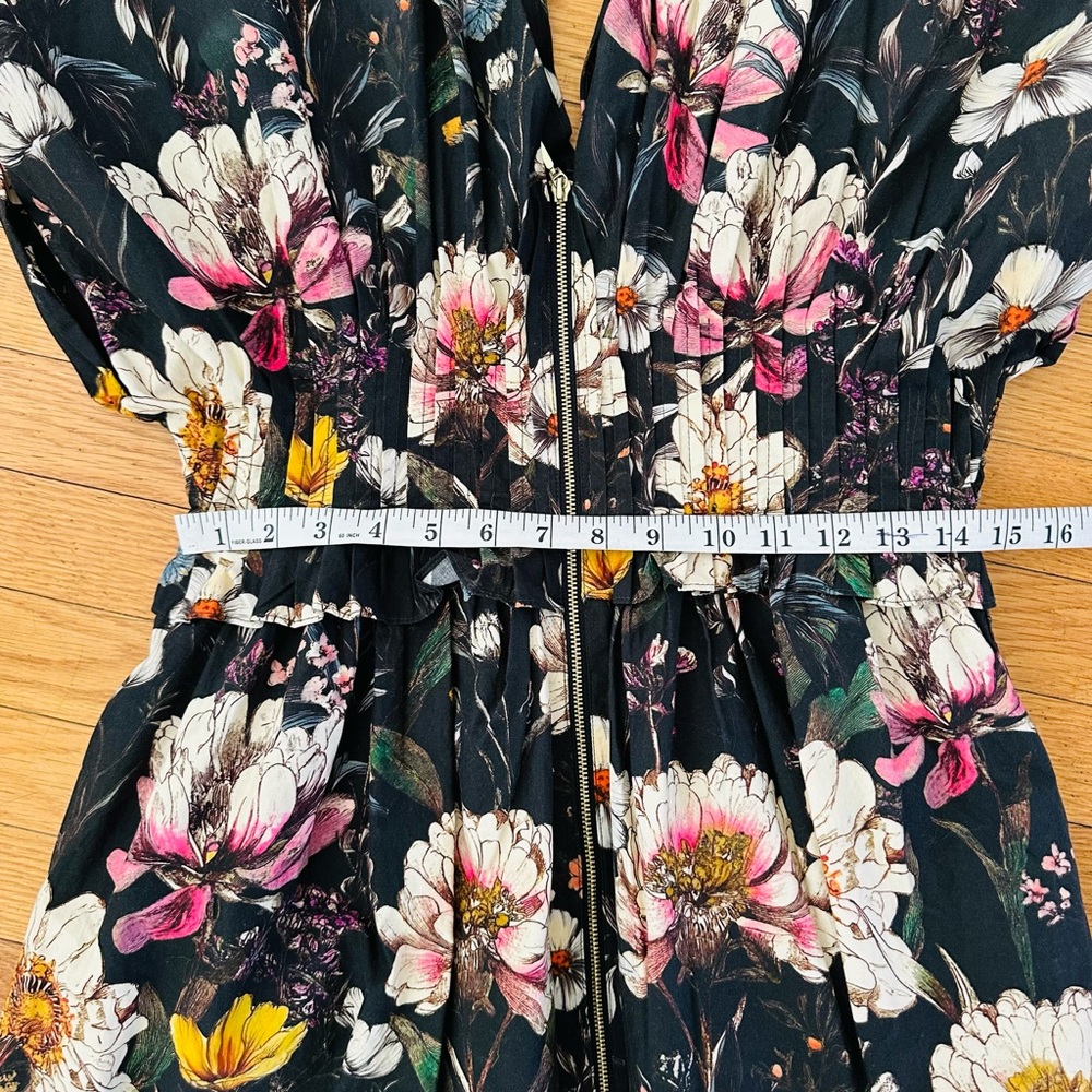 NWT Anthropologie V-Neck Smocked Floral Midi Dress w Zip Front Kentucky Derby - Picture 15 of 16